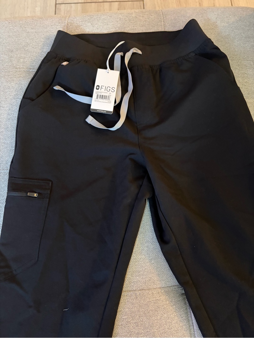 Figs Black Sweatpant Joggers with Gray Drawstring